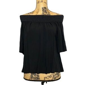 Jack by BB Dakota Off Shoulder Black Boho Top S